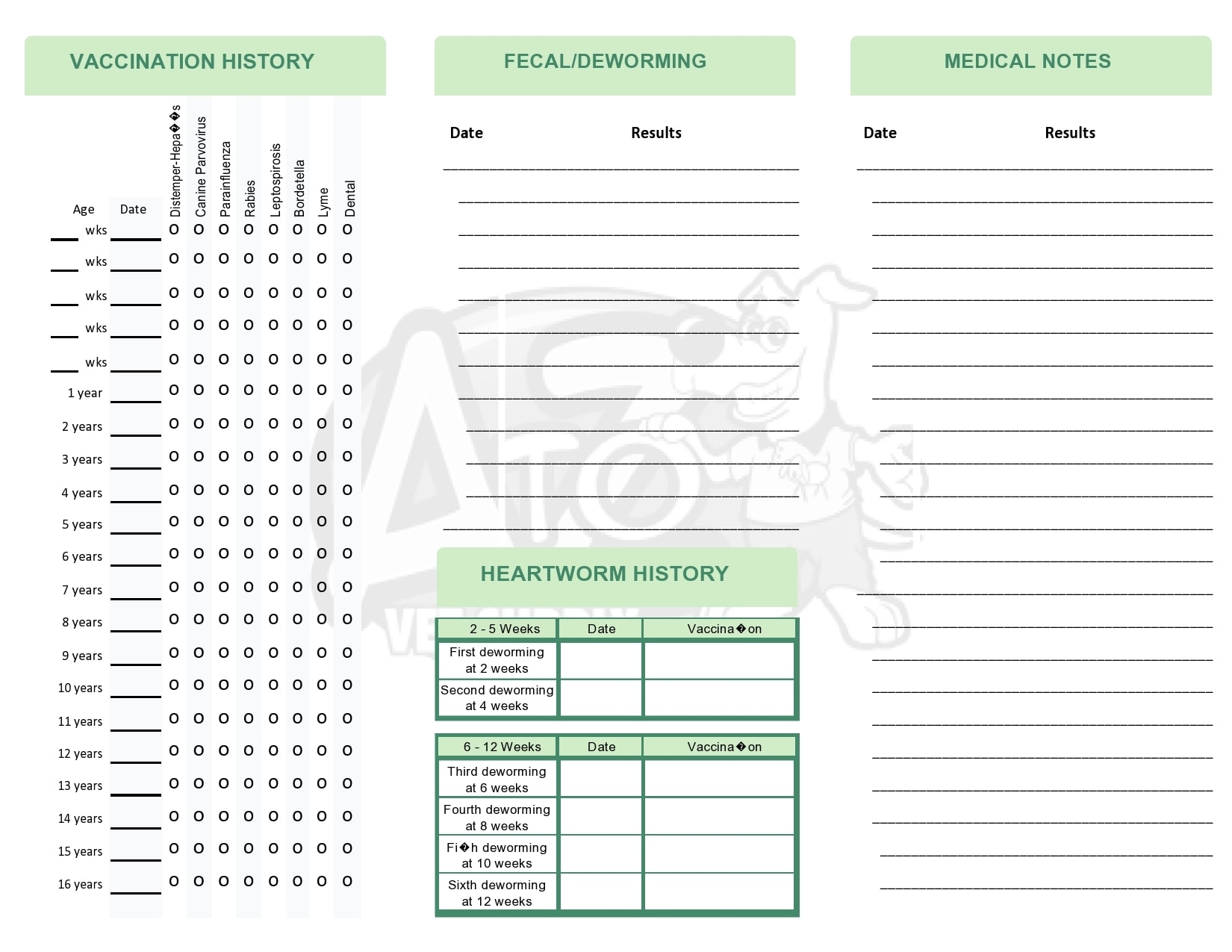 Printable Vaccination Chart