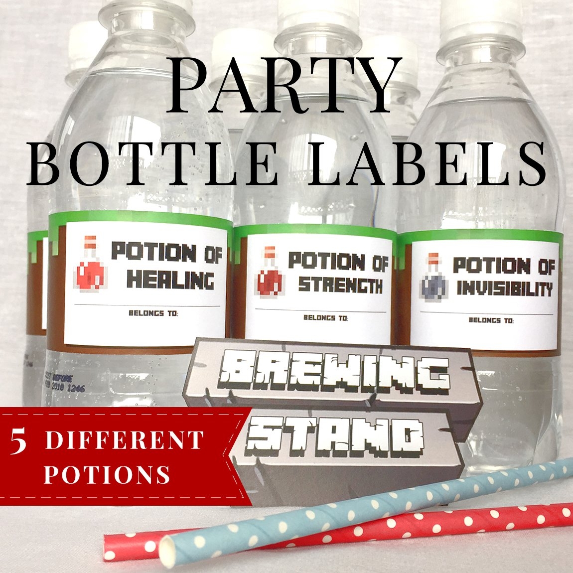Bottle Labels Printable Minecraft Birthday Party Bottle Labels