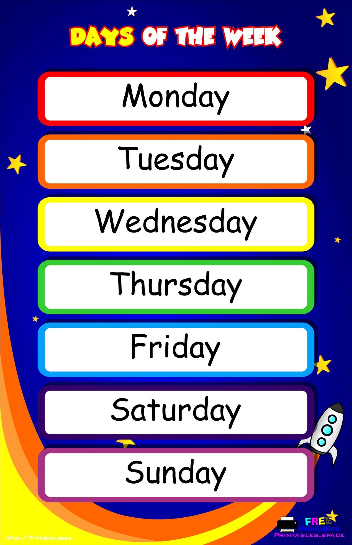 Colorful Days Of The Week Poster Free Printables Colorful Days Of The Week Poster Free Printables