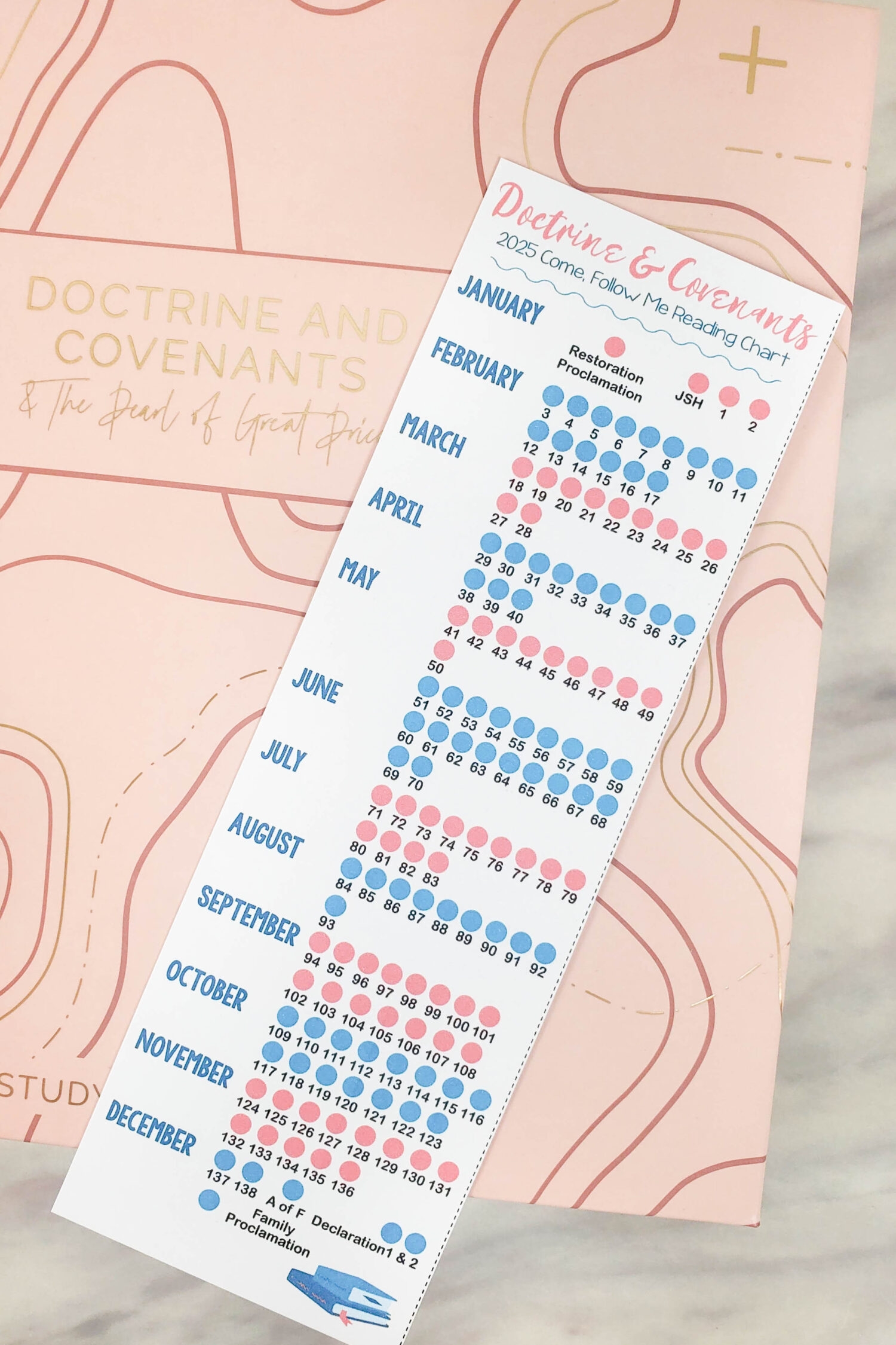 Doctrine Covenants Reading Chart Bookmark Primary Singing