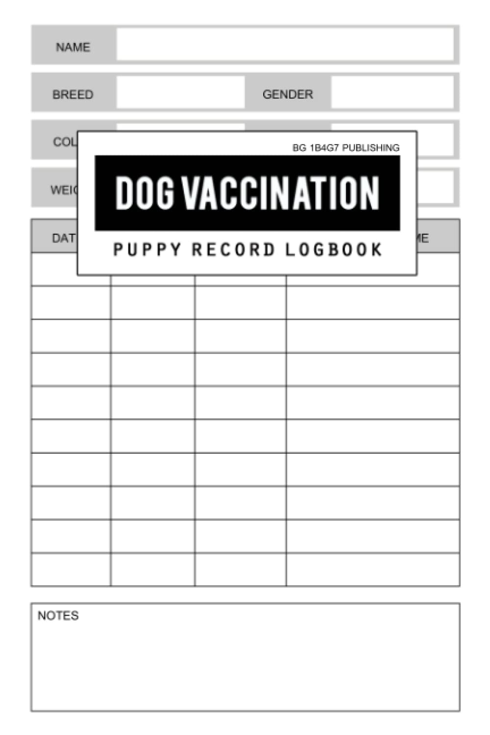 Dog Vaccination Record Log Book Puppy Vaccinations Schedule Or Dog Immunization Log Pet Health Records Puppies Medical Health Book Dog Immunization Record Book Publishing BG 1B4G7 Amazon de Books