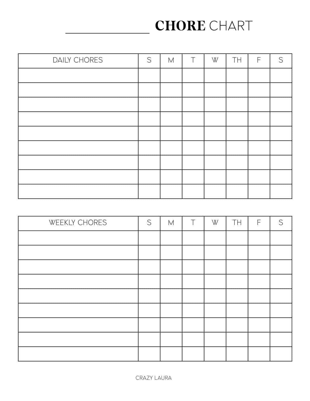 Free Printable Chore Chart Pdf