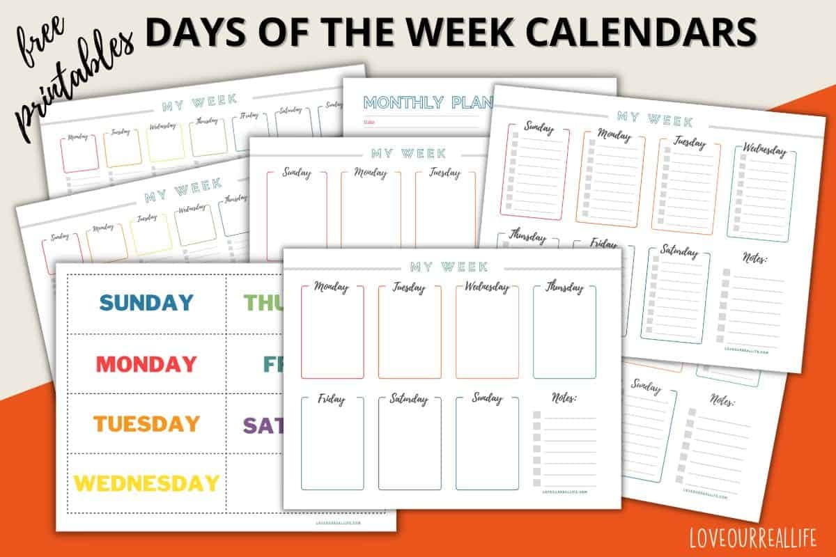 FREE Printable Days Of The Week Calendar Home Or Classroom Love Our Real Life FREE Printable Days Of The Week Calendar Home Or Classroom Love Our Real Life