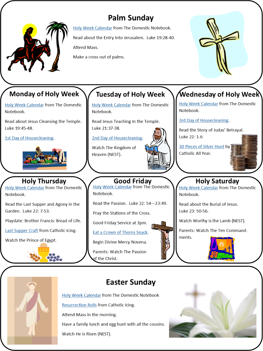 Holy Week Printables Links
