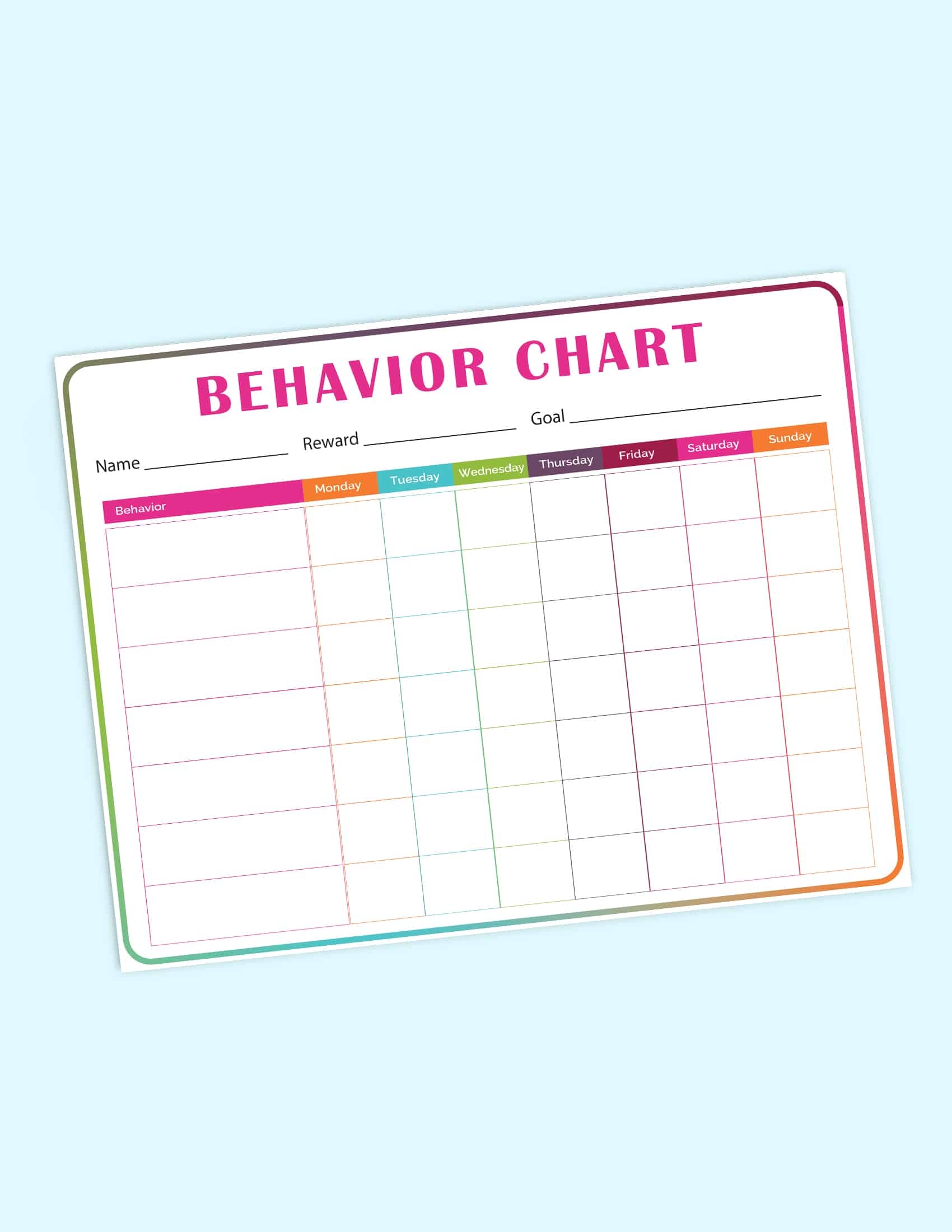 Printable Behavior Chart