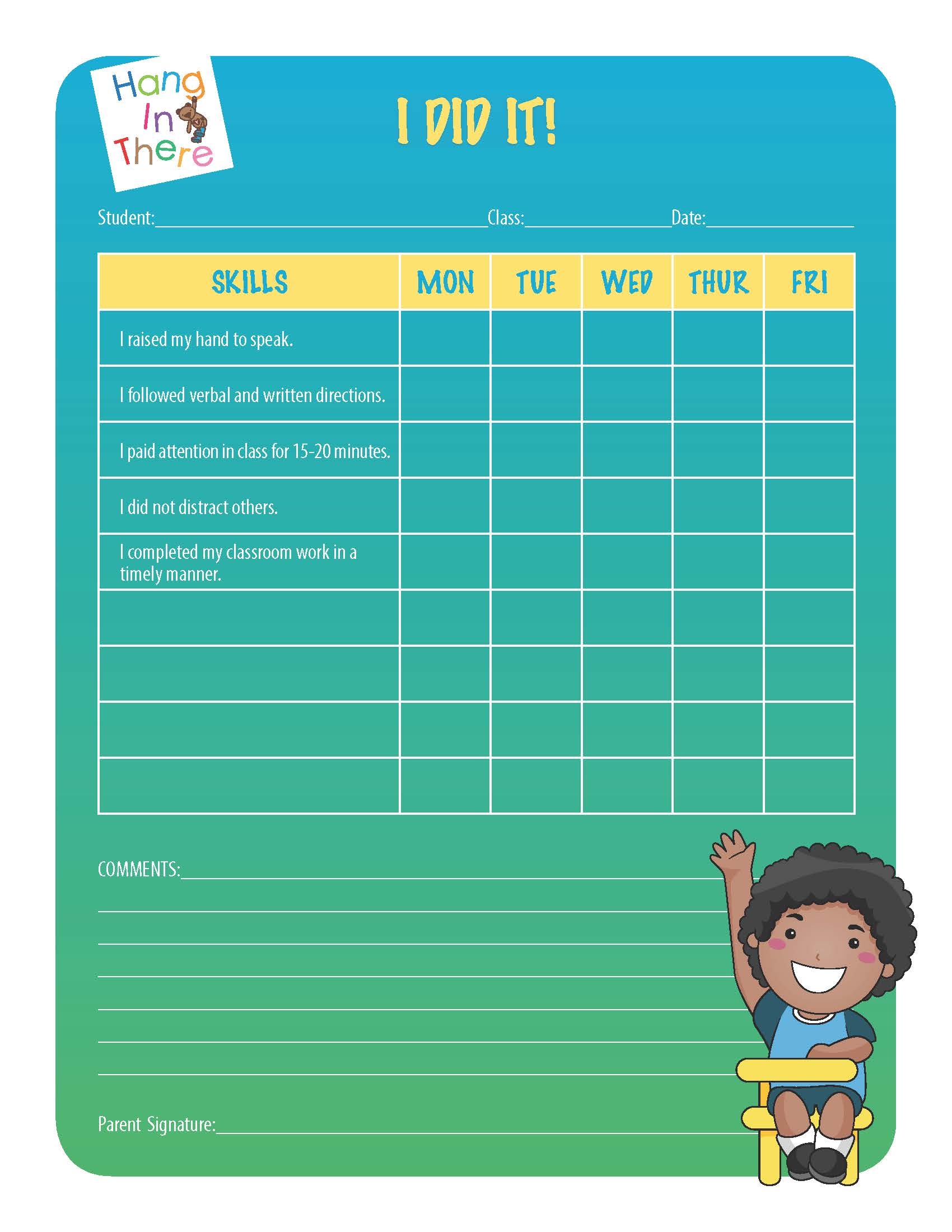Behavior Chart For Classroom Printable