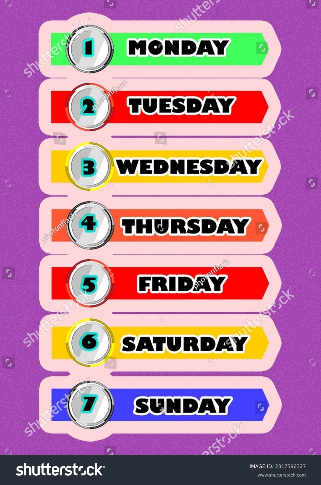 Printable Days Week Chart Kids Learning Stock Illustration 2317596327 Shutterstock Printable Days Week Chart Kids Learning Stock Illustration 2317596327 Shutterstock