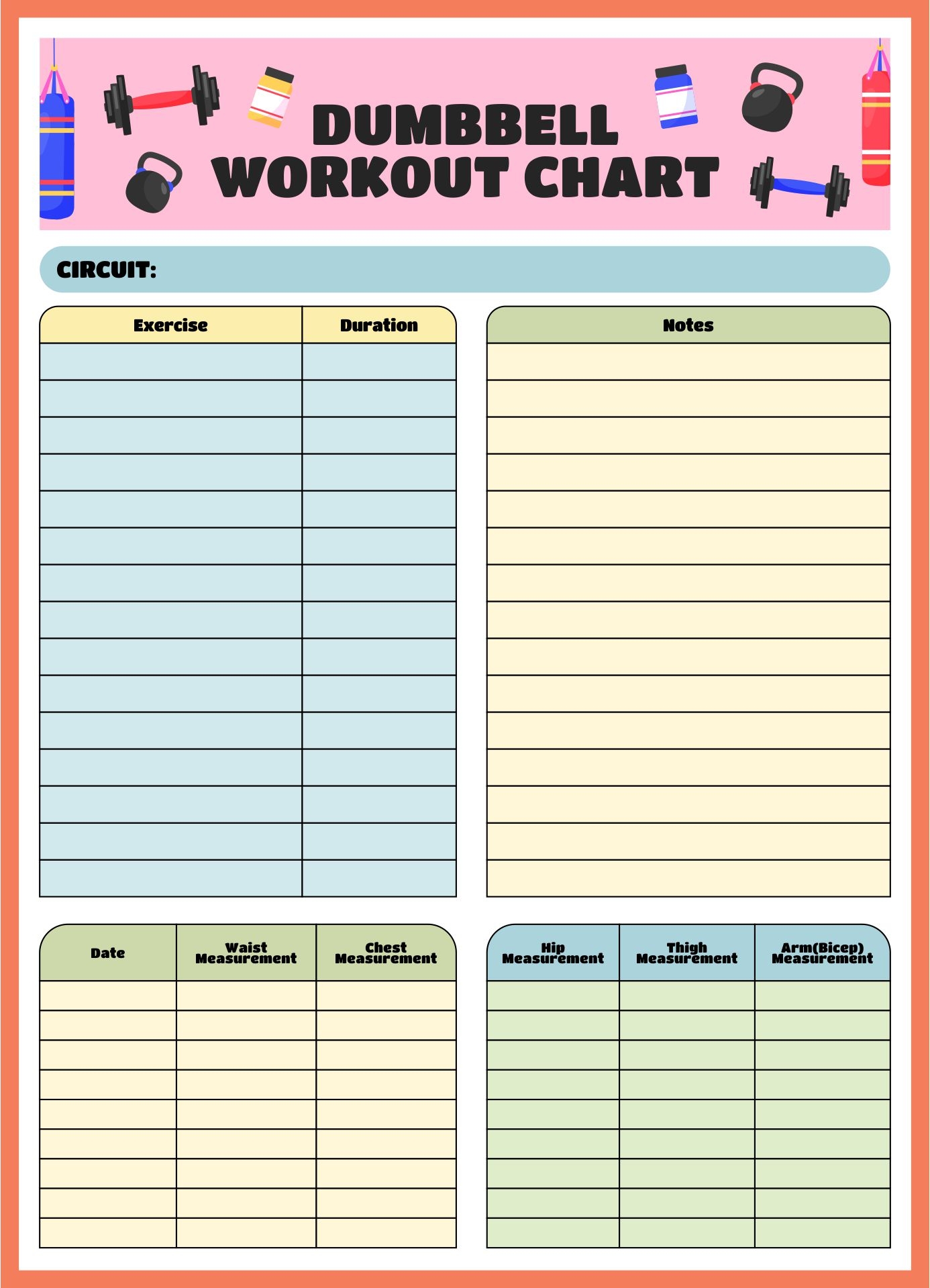 Workout Chart Printable