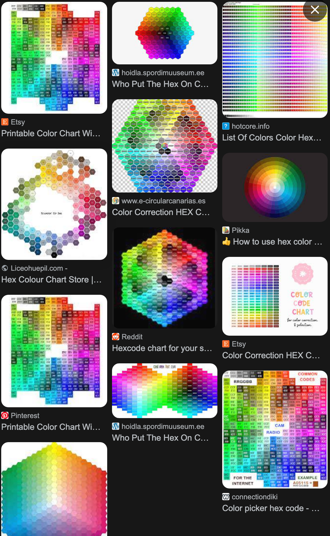 Printable Hex Color Chart