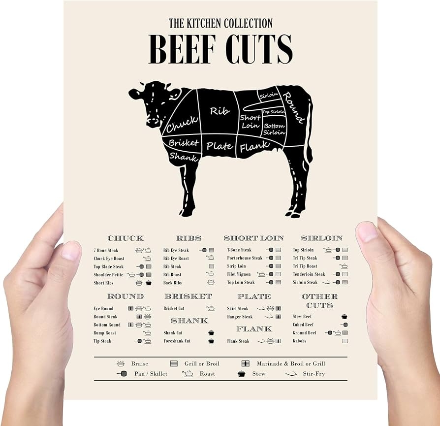 TMO2 Beef Cuts Poster Cut Chart Of Meat 11 X 14 Inch Unframed Amazon de Stationery Office Supplies