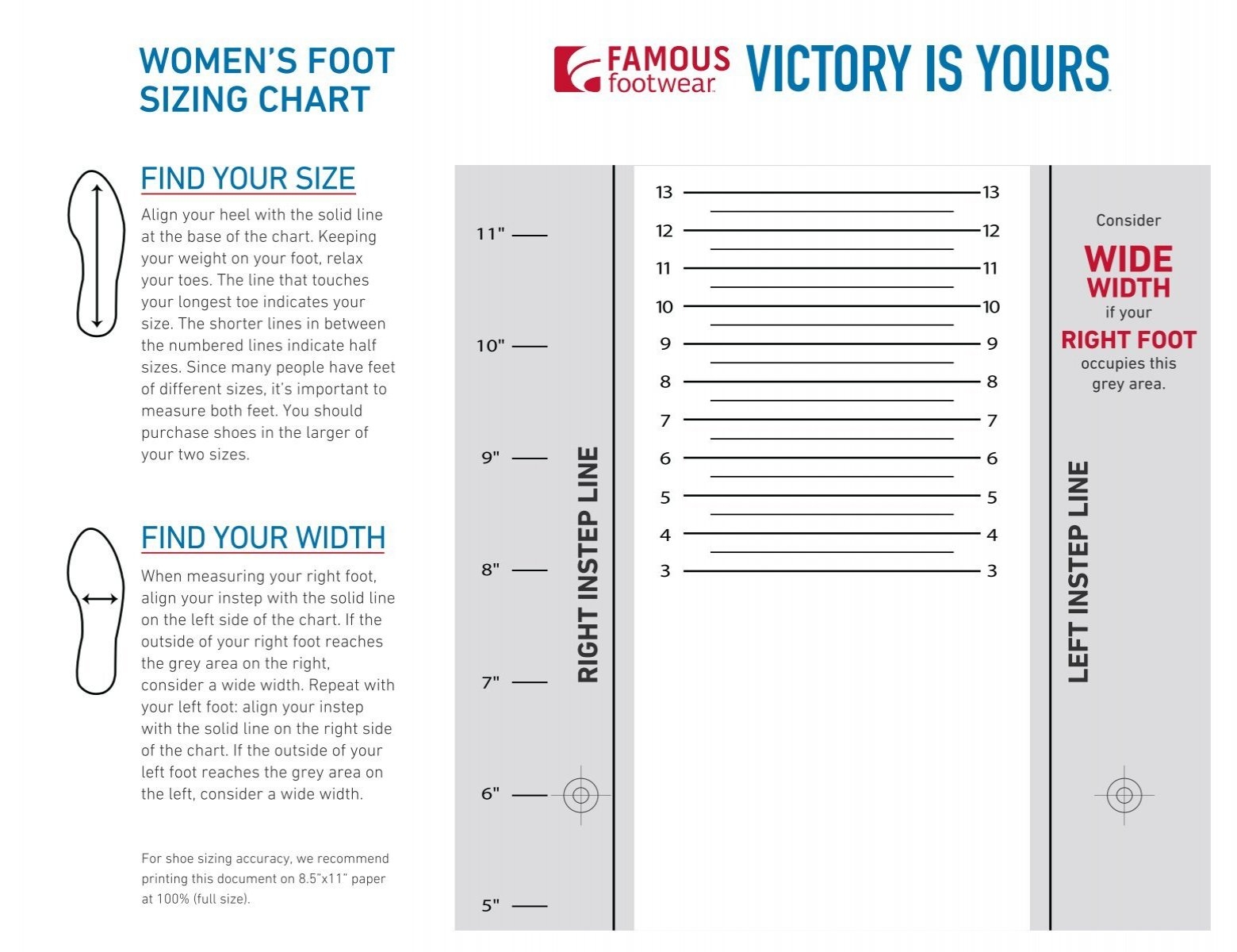 Printable Foot Sizing Chart